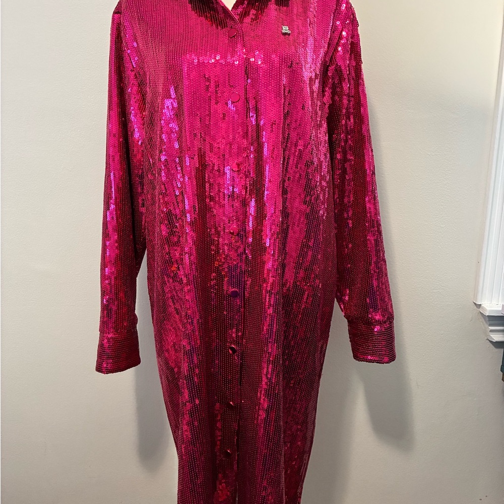 Teddy Fresh hot pink sequin shirt dress